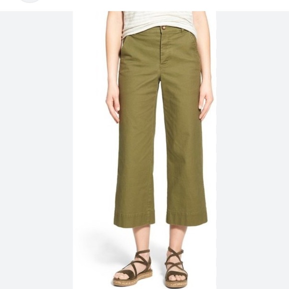 Madewell Denim - Madewell Langford pants chino jeans cropped size 27 military green wide leg
